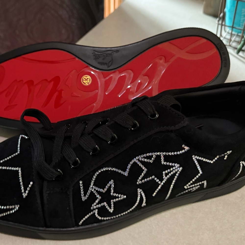 Christian Louboutin Giddy Viera Strass Sneakers Black EU 43 / US 10 New